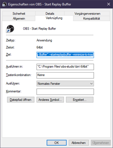 So in etwa wird eine Verknüpfung aussehen